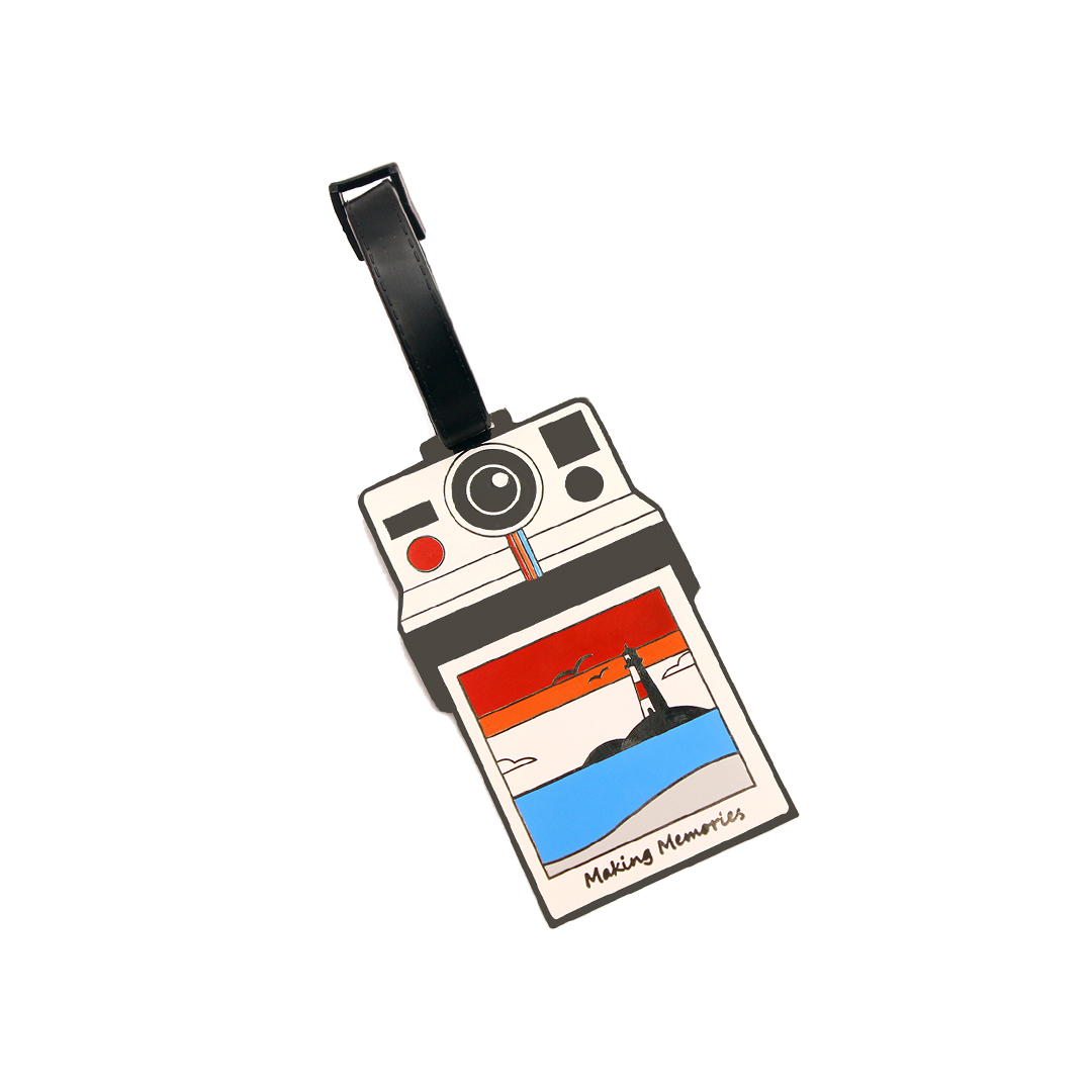 White Camera Luggage Tag for travelers and customized luggage tag
